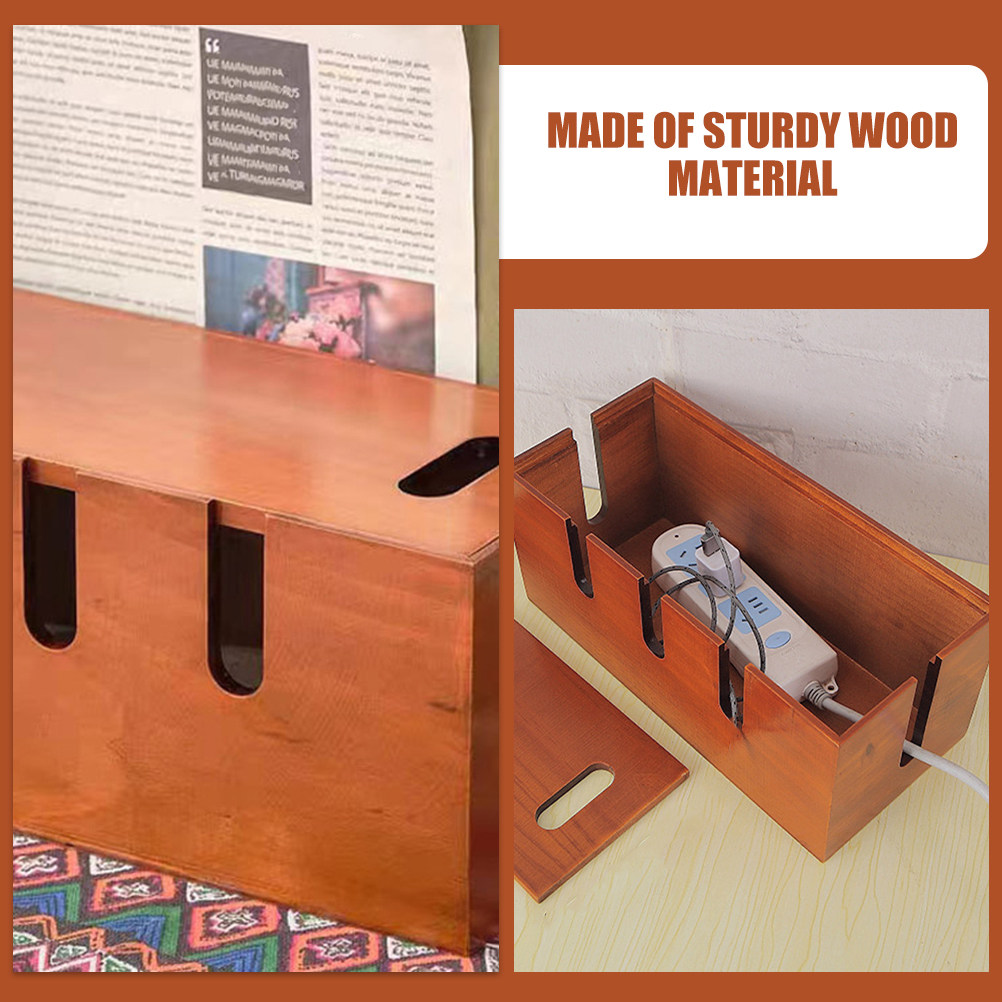 Cable Management Box - Wooden Cable Organizer Box Multi Functional