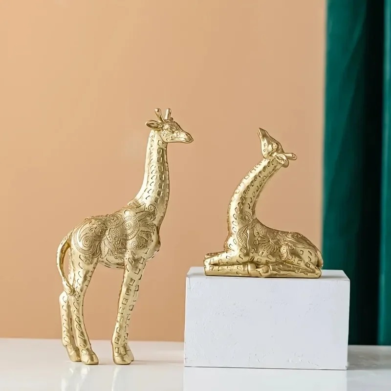 2pcs/set Giraffe Ornament, Gol - Home Office With Bookshelves review and price