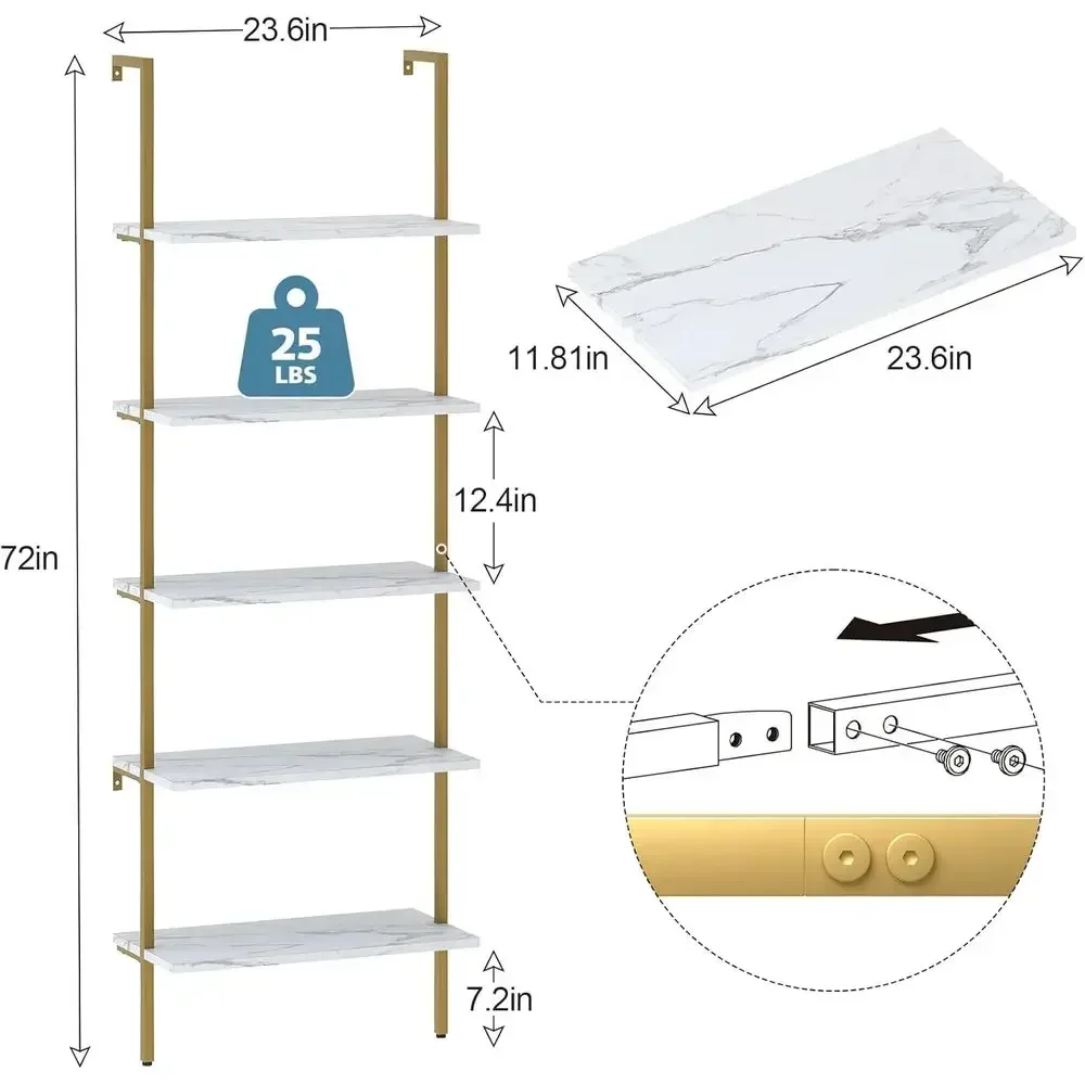 5-Tier White Marble Wall-Mount - Home Office With Bookshelves review and price