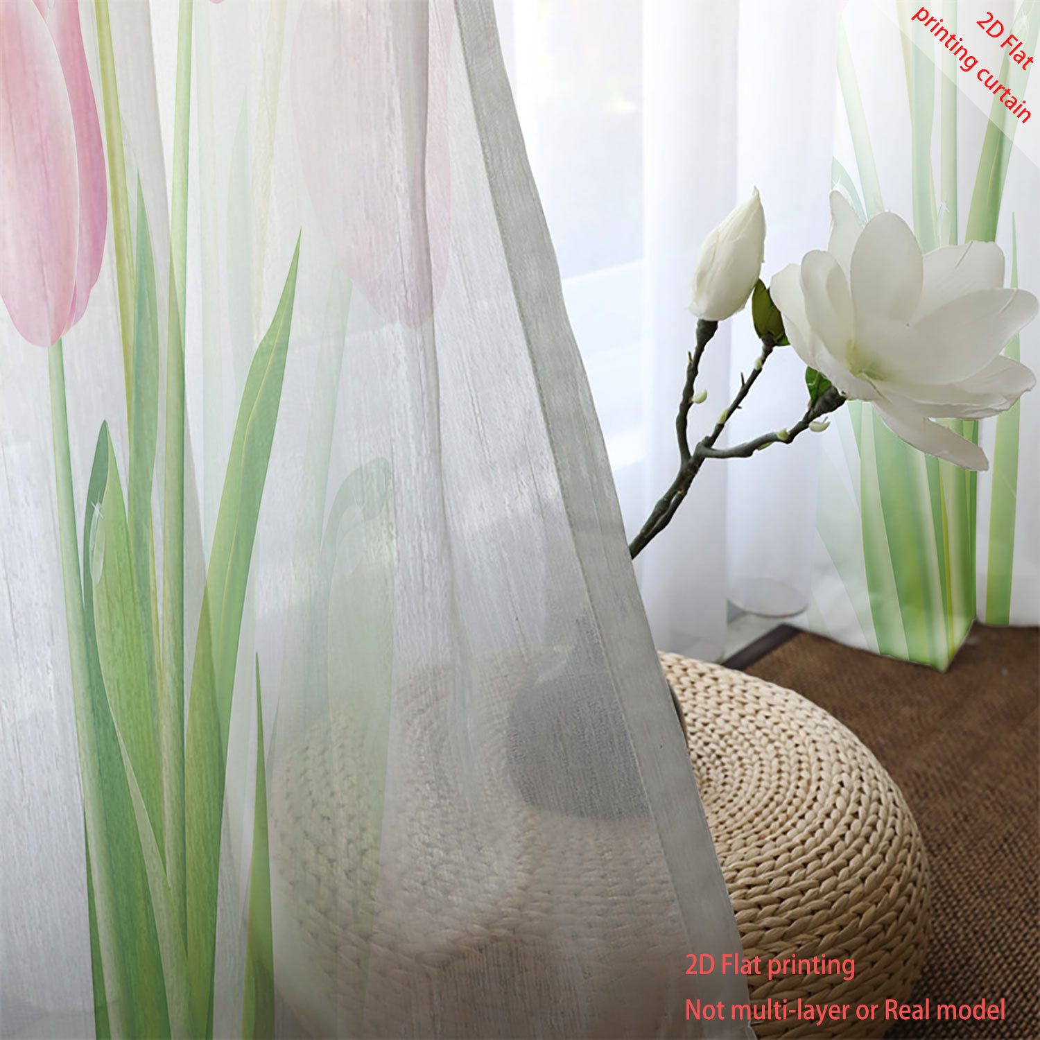 Pink tulip print transparent g - Home Office Windows review and price