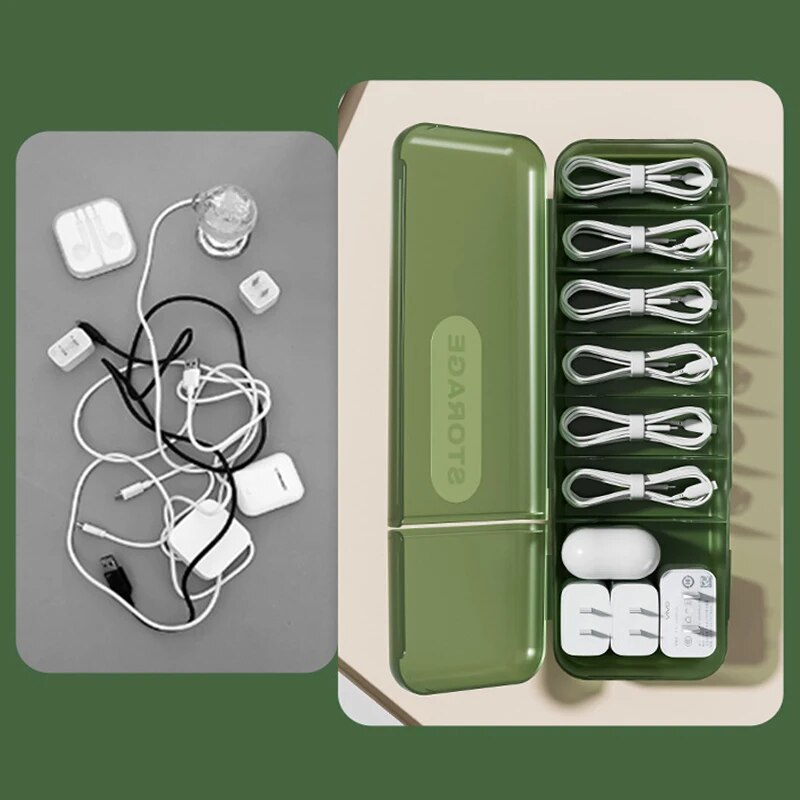 Cable Storage Box With 7 Compa - Cable Management Box review and price