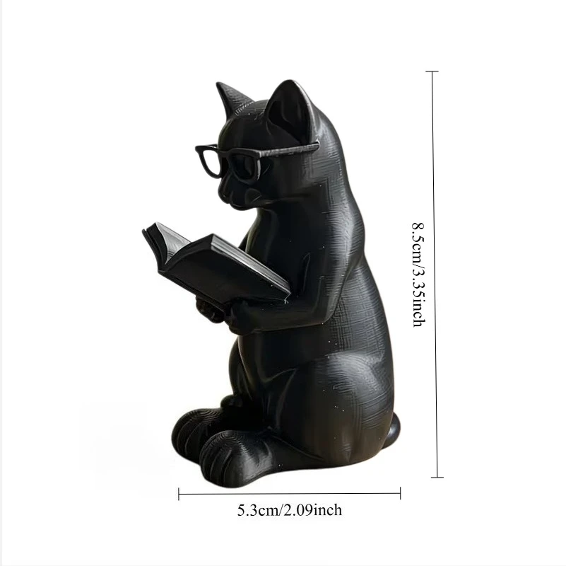 3D Printed Reading Cat Figurin - Home Office With Bookshelves review and price