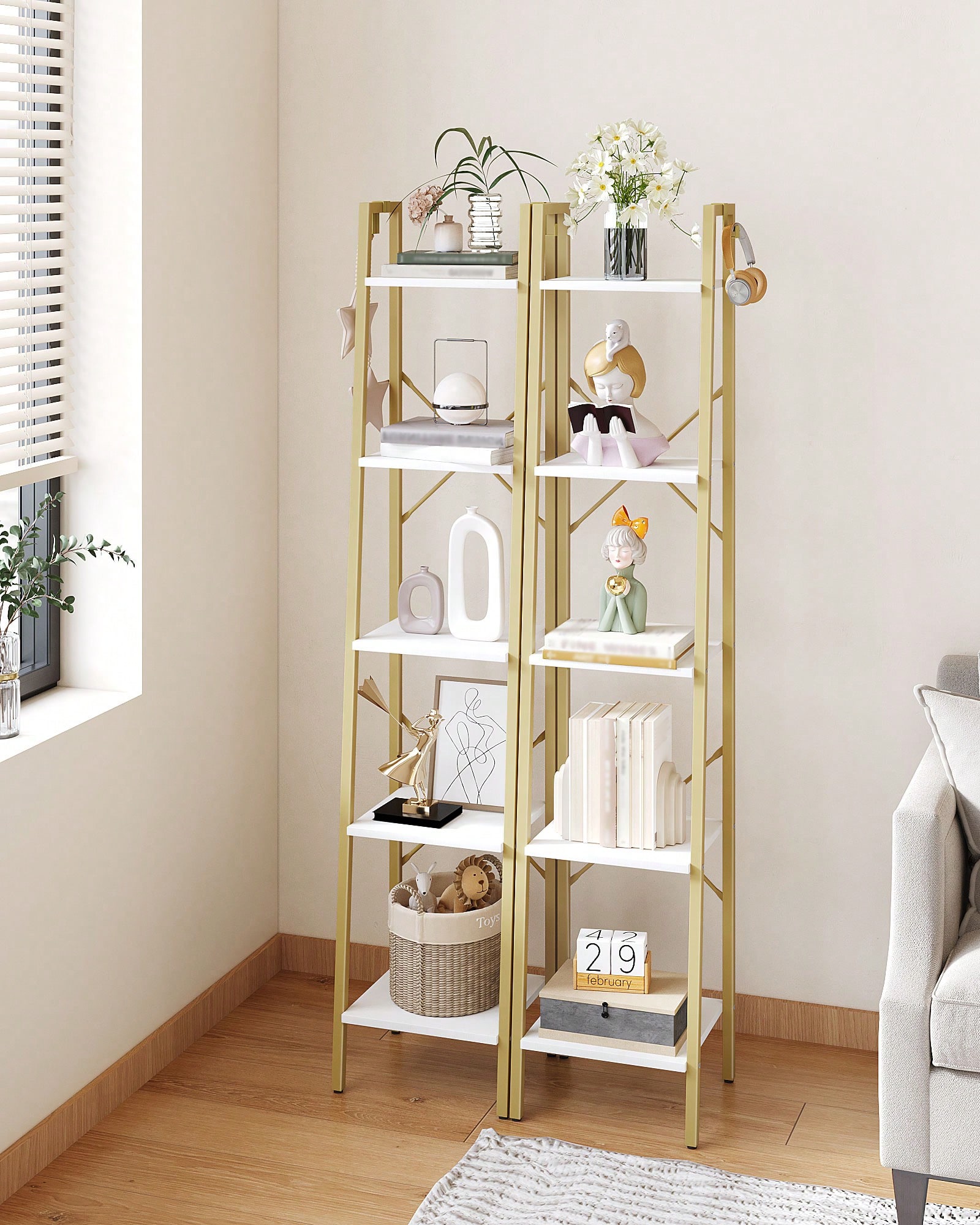 5 Tier Ladder Shelf Modern Gla - Home Office With Bookshelves review and price