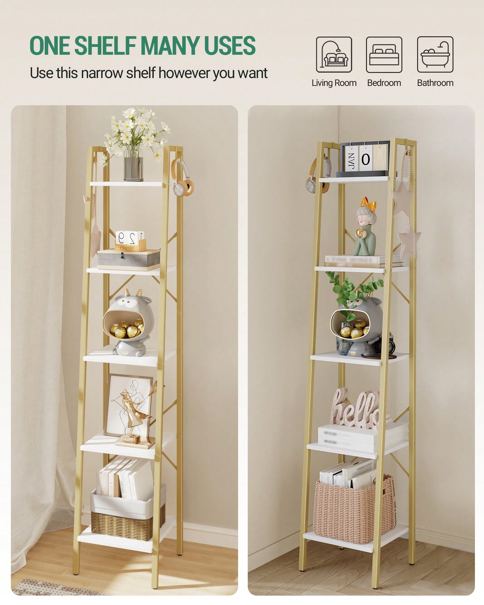 5 Tier Ladder Shelf Modern Gla - Home Office With Bookshelves review and price